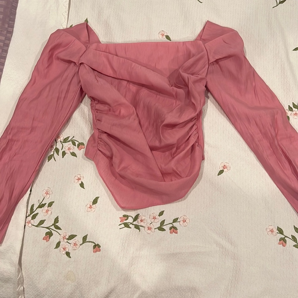 Blush pink off shoulder blouse top shop